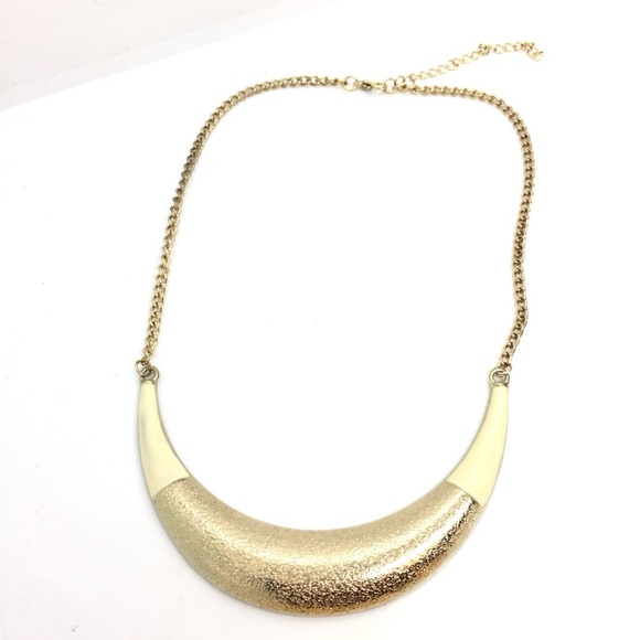 3/$30 VINTAGE GOLD TONE ENAMEL HORN STATEMENT NECKLACE COLLAR UNMARKED CHAIN - Picture 7 of 12